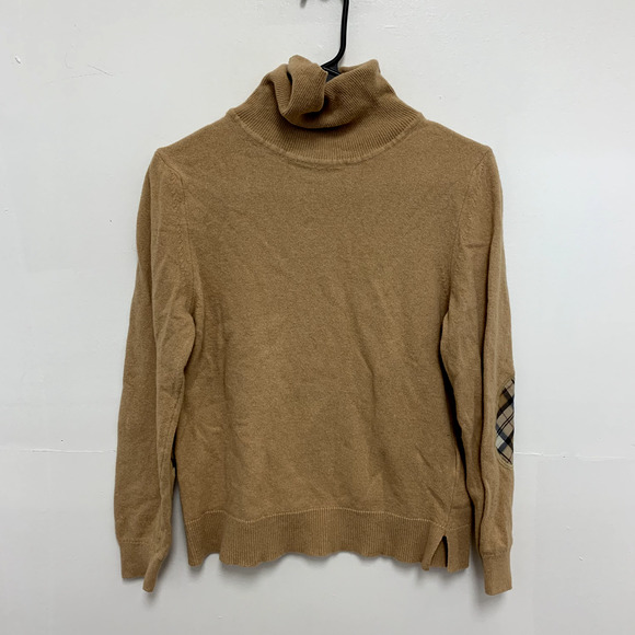 Barbour Wool Blend Long Sleeve Mockneck Sweater Burberry Elbow Patch Size 4 - Picture 1 of 6